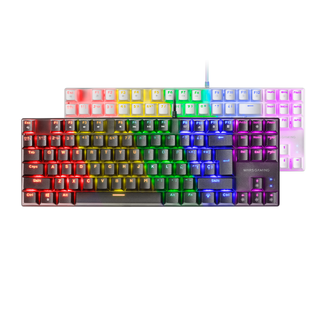 Clavier Marsgaming Clavier Mars Gaming MKMINIWBRES Mécanique Ultra-Compact  USB-C RGB Blanc