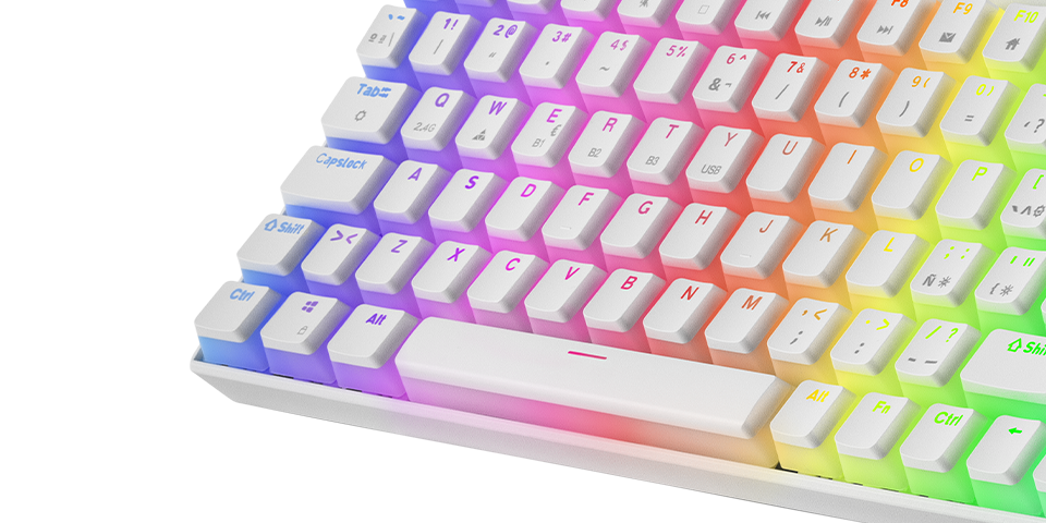 Clavier Gamer Sans Fil Mars Gaming MKCLOUD Blanc