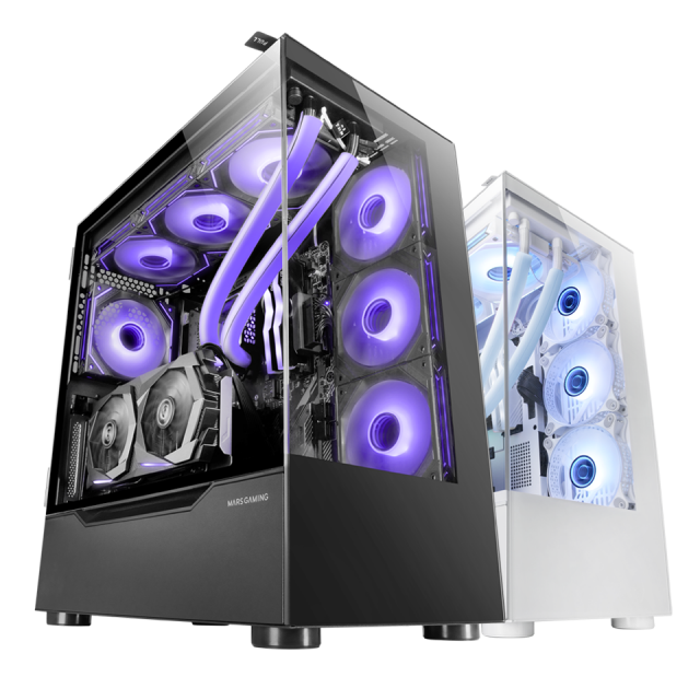 Boîtier PC MARS GAMING Tour XXL E-ATX MCV3 Blanc Fenêtre Frontale et  Latérale en Verre Trempé