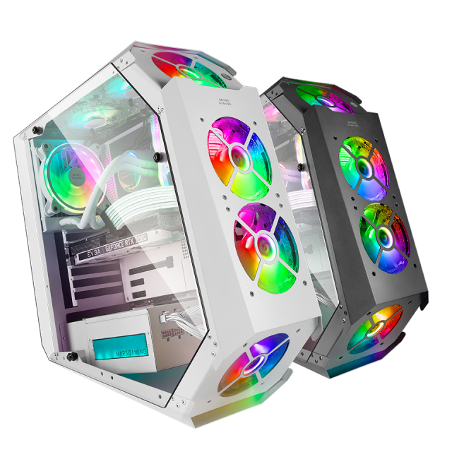 Mars Gaming MC-X7 Gaming Box PC Gaming ATX Front Lighting RGB Chroma 12  Modes RGB Fan 12cm Full Side Window Semitorre Gaming Black White