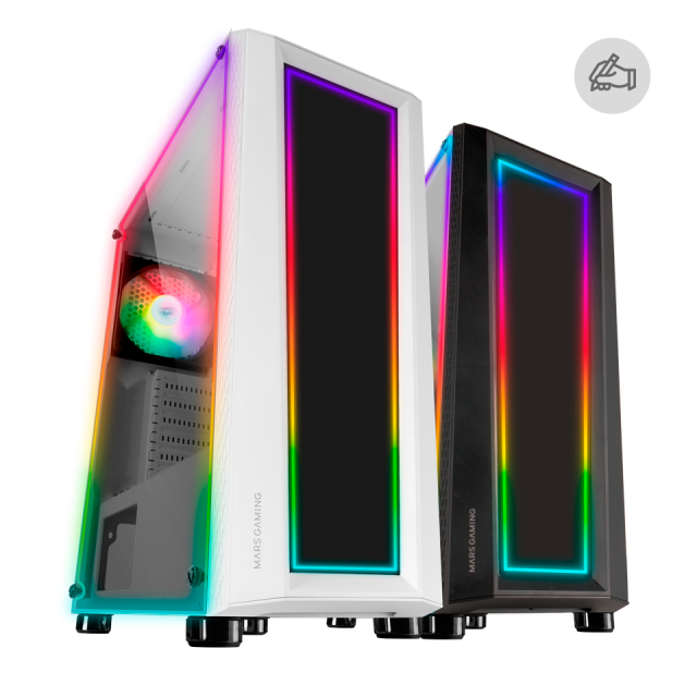 Mars Gaming MC-VIEW Zwart, Micro-ATX Mini - Boîtier de Gaming