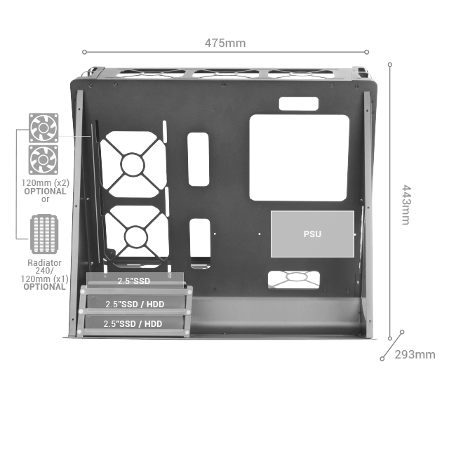 Boîtier PC MARS GAMING Boîtier PC Gaming ATX XL MCB Noir Édition Premium  Custom Structure Modulaire