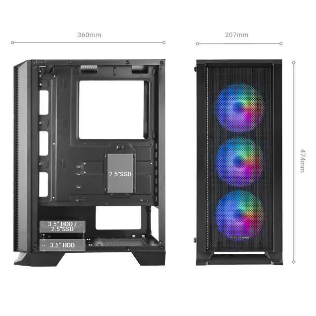 BOITIER MARS GAMING MC-C GAMING MID TOWER Twins Multimedia