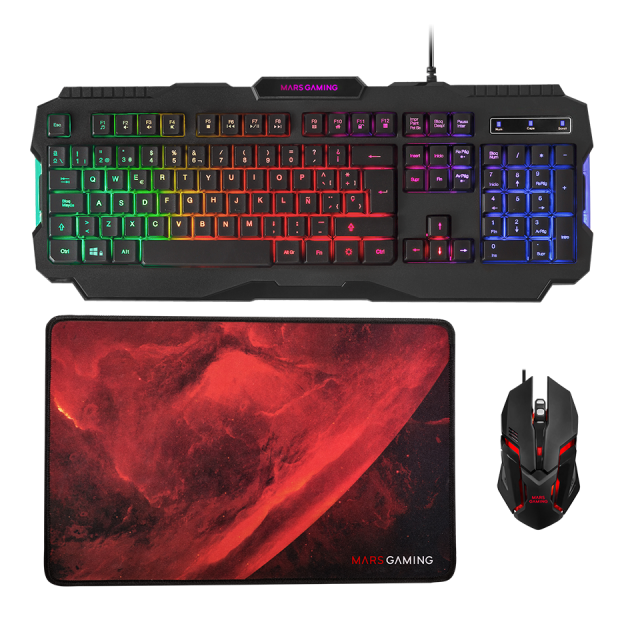 Pack 2 en 1 Gamer (Clavier/Souris) Mars Gaming MCP100 RGB (Noir)