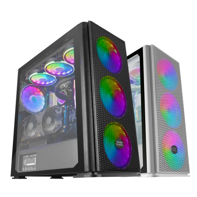 RGB 2 x Ventola 120 mm MARSGAMING MCONE Nero Grid Custodia per PC da gioco MicroATX 