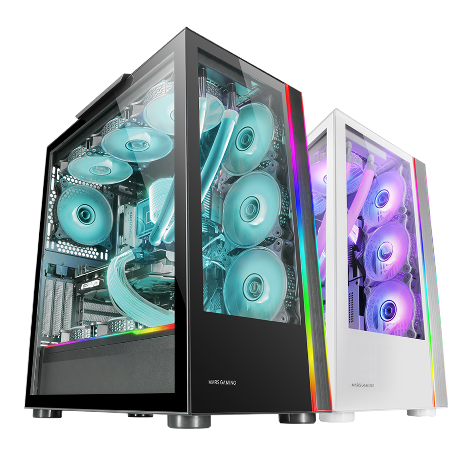 Mars Gaming MCMESH Blanc - Boîtier PC Gaming Micro ATX - Total