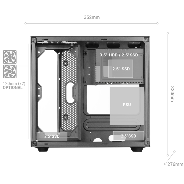 Mars Gaming MC-VIEW Mini Tour en Verre Trempé USB 3.0 Rose