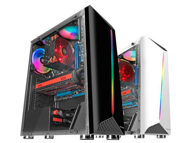 MARSGAMING MCX, ATX PC Gaming Case, Tempered Glass, RGB DUAL Fan, White