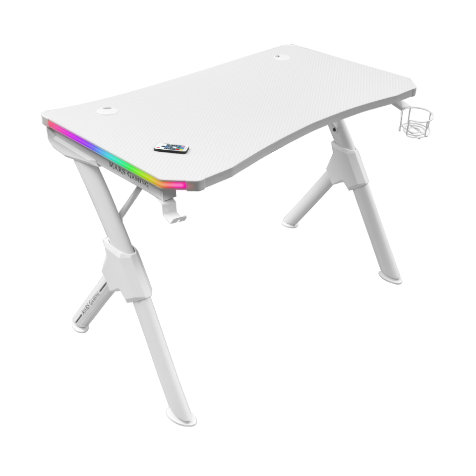 Mars Gaming - MGDXLRGBW Mesa Gaming Ergonómica RGB Blanco Grande