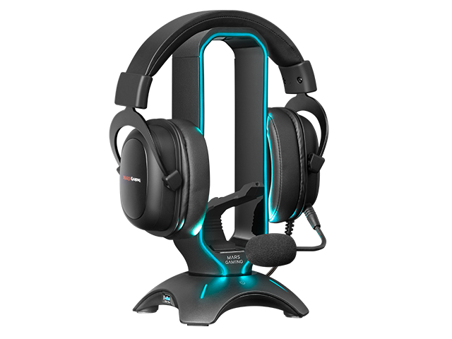 Soporte de Auriculares Mars Gaming, MHHX, Blanco, RGB Flow + 2x