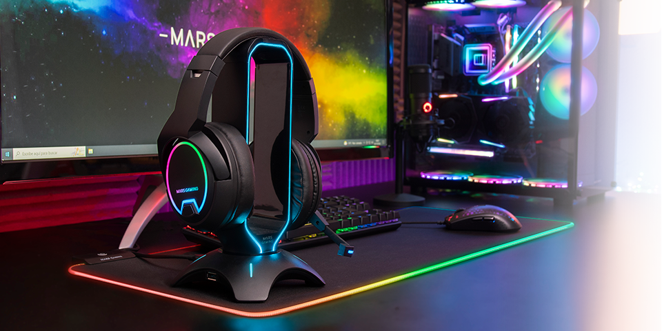 Casque Gamer sans fil Mars Gaming MHW 7.1 RGB noir