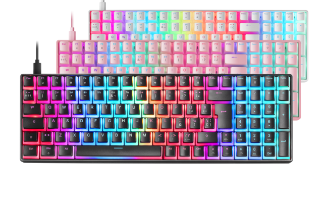 Mars Gaming MKCLOUD Clavier Mécanique Sans Fil RVB Commutateur Rose Rouge