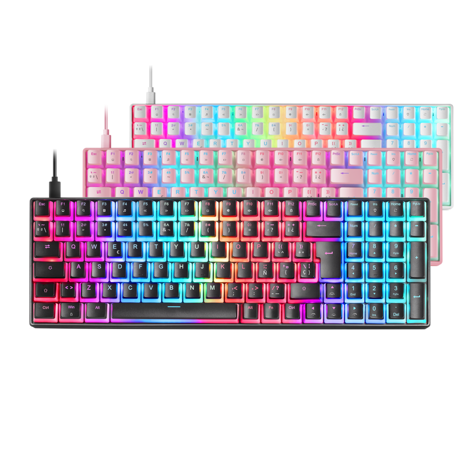 Clavier MARS GAMING Clavier Mécanique RGB MKULTRA Blanc, Compact 96%,  Switch Outemu SQ Bleu, Langue Français